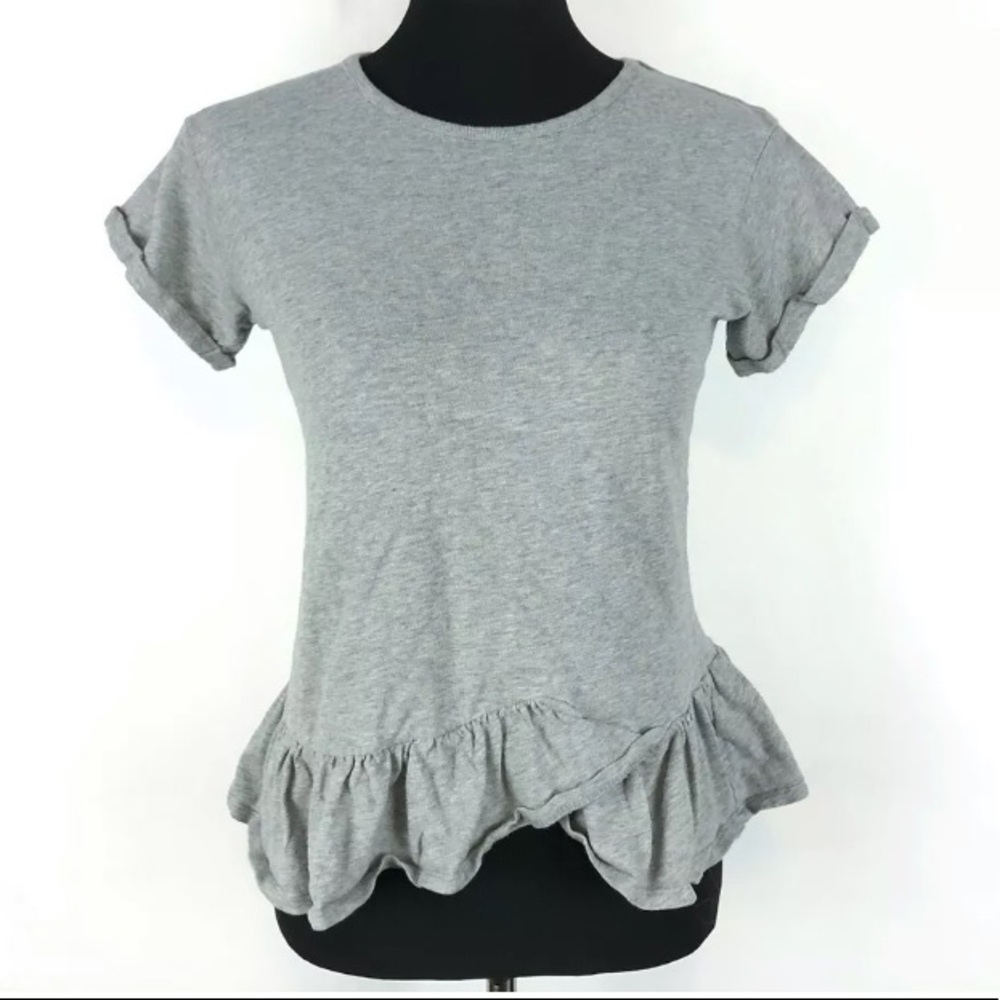 Ten Sixty Sherman Grey Ruffle Peplum Top